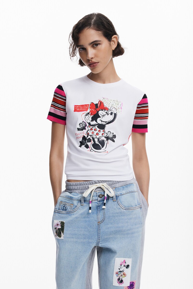 【5サイズ展開/XS/XL/大きいサイズ】ミニーマウス マルチカラースリーブTシャツ 5サイズ展開/XS/XL/大きいサイズ】ミニーマウス マルチカラー