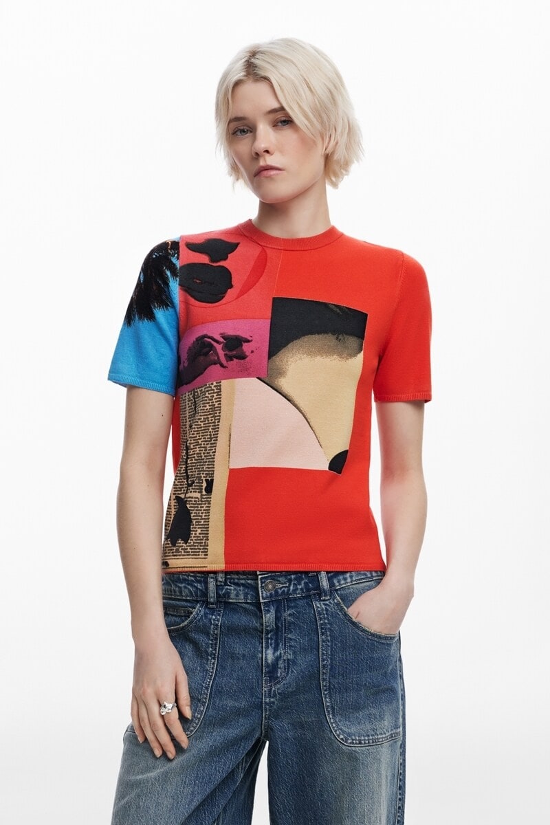 デシグアル Desigual ショートスリーブスリットTシャツ （ピンク