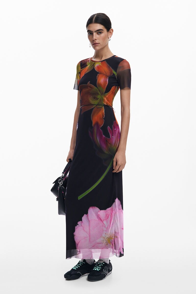Desigual レイヤードショートワンピース（ブルー) Desigual ワンピース コバルトフローラル ワンピースショート