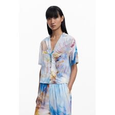 【5サイズ展開/XS/XL/大きいサイズ】クロップド貝殻シャツ