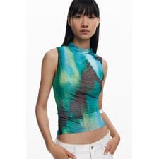 【5サイズ展開/XS/XL/大きいサイズ】グラデーションチュール ノースリーブTシャツ