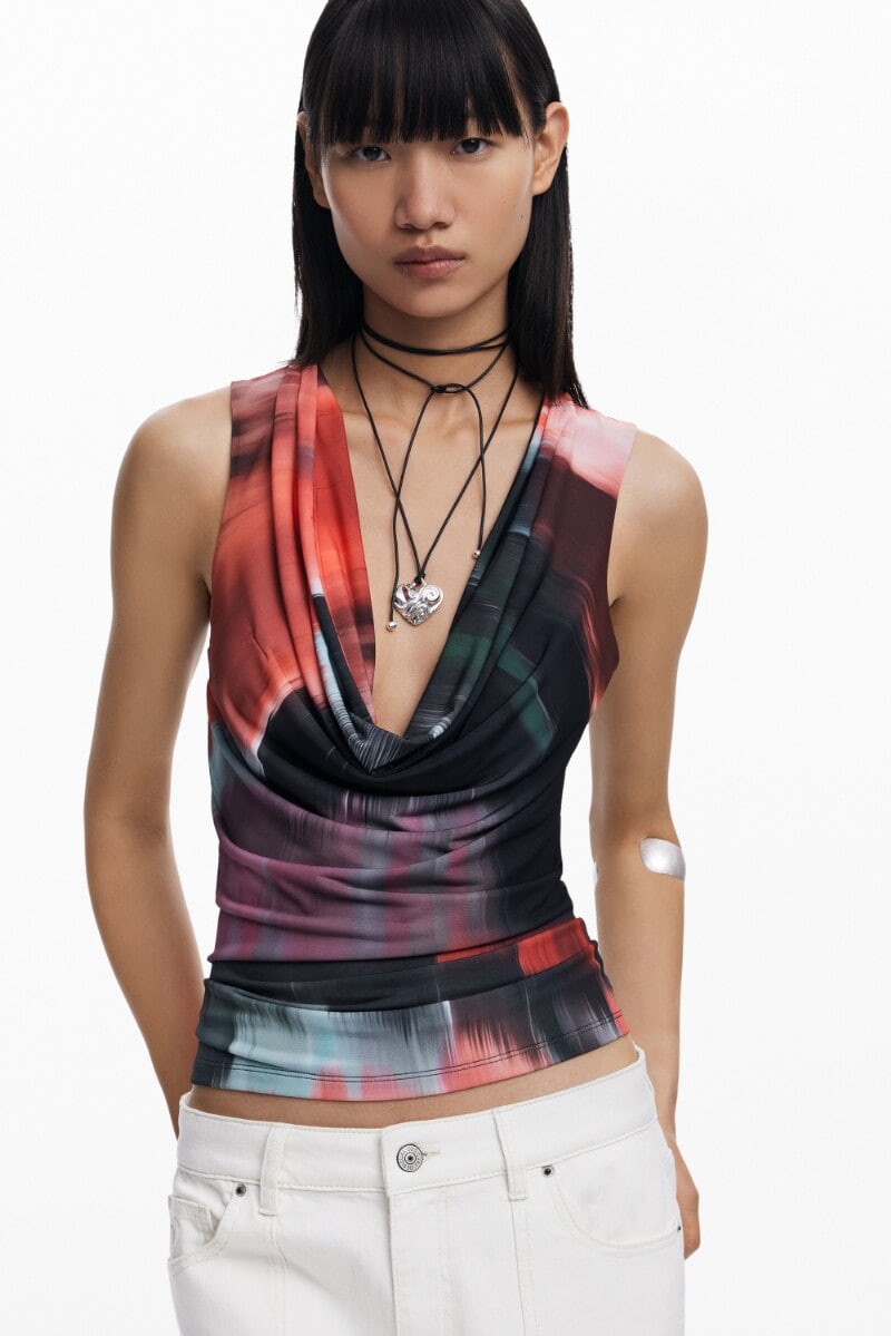デシグアル Desigual ブッダ ストライプTシャツ （グレー/ブラック） デシグアル Desigual ブッダ ストライプTシャツ （グレー