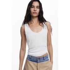 【5サイズ展開/XS/XL/大きいサイズ】2in1 クロシェ付き タンクトップ