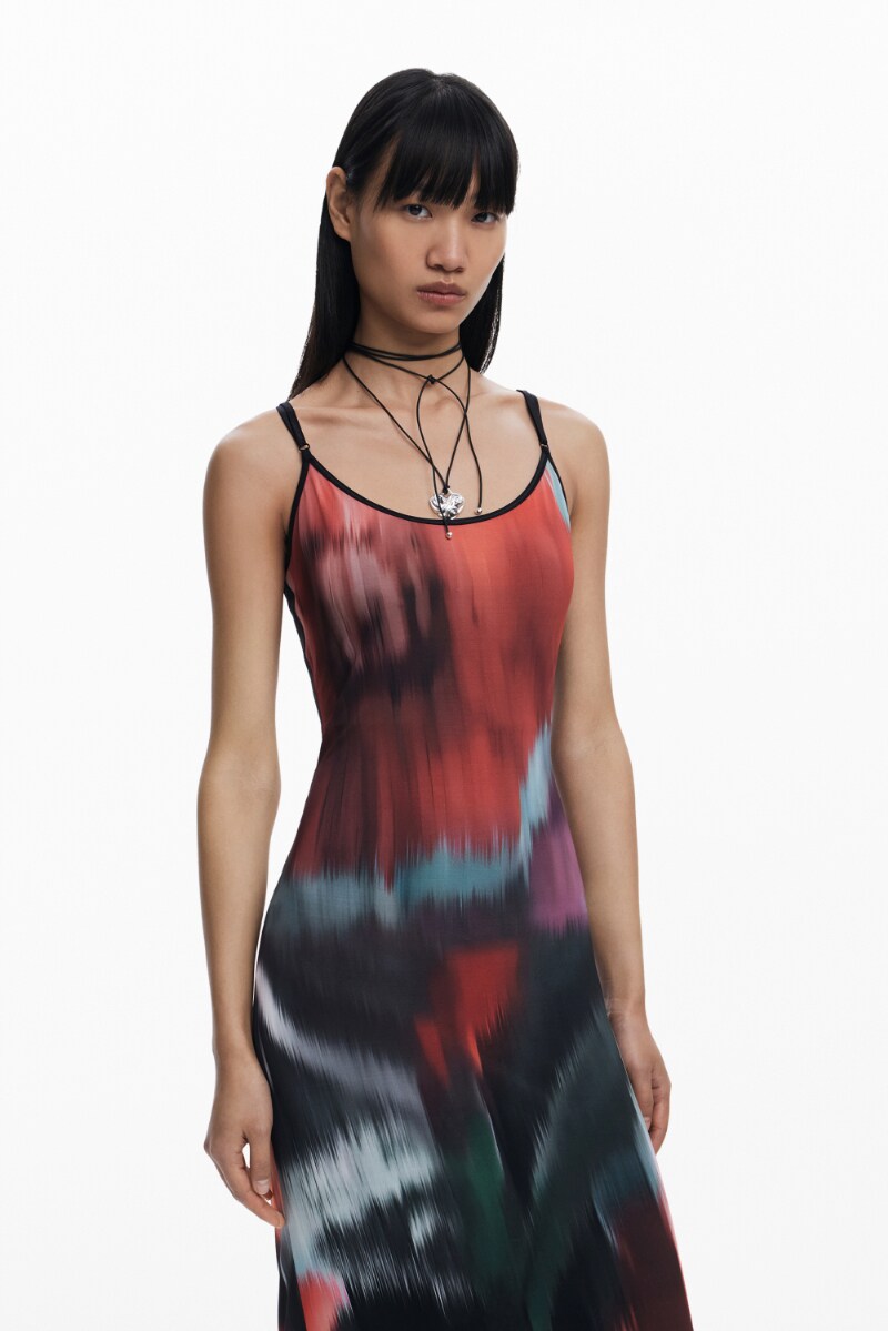 5サイズ展開/XS/XL/大きいサイズ】花柄ミディ丈ストラップドレス