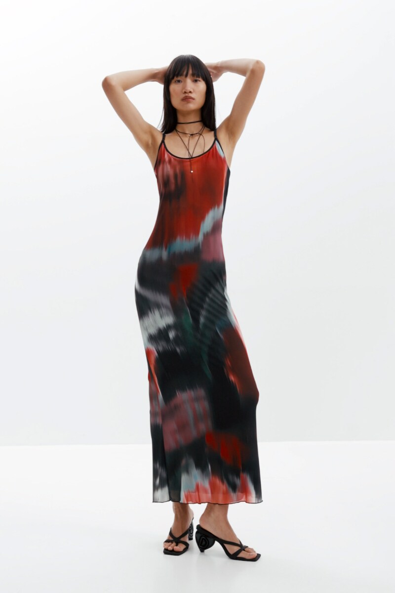 デシグアル（Desigual）/【5サイズ展開/XS/XL/大きいサイズ】花柄ミディ丈ストラップドレス 5サイズ展開/XS/XL/大きいサイズ】花柄ミディ丈ストラップドレス