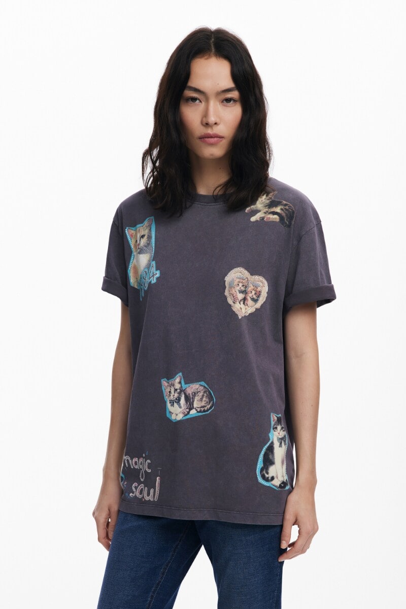 ⭐️未使用品⭐️ Desigual アーティパッチワーク チュールTシャツ L アーティパッチワーク チュールTシャツ | デシグアル(Desigual