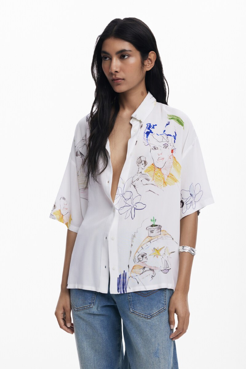 デシグアル Desigual 半袖シャツ テキスト （ホワイト） デシグアル Desigual 半袖シャツ テキスト （ホワイト） -waja