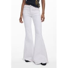 【5サイズ展開/34/44】刺繍入りフレアデニムパンツ