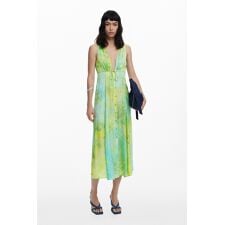 【5サイズ展開/XS/XL】水彩柄ノースリーブロングドレス