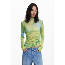 【5サイズ展開/XS/XL】水彩画風ドレープシアーカットソー | デシグアル(Desigual)