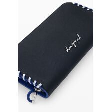 大きなサイドステッチの長財布