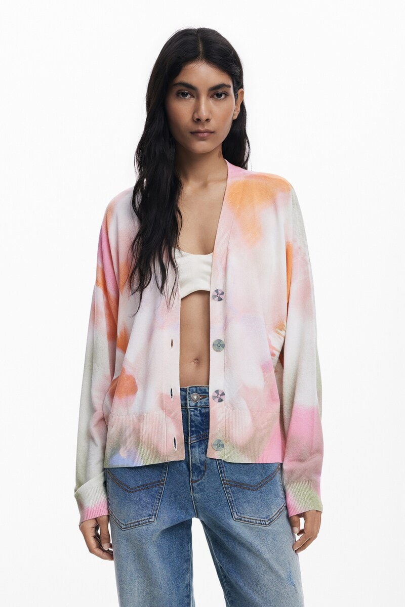 デシグアル（Desigual）/【5サイズ展開/XS/XL】タイダイ柄の花柄カーディガン 5サイズ展開/XS/XL】タイダイ柄の花柄カーディガン | デシグアル