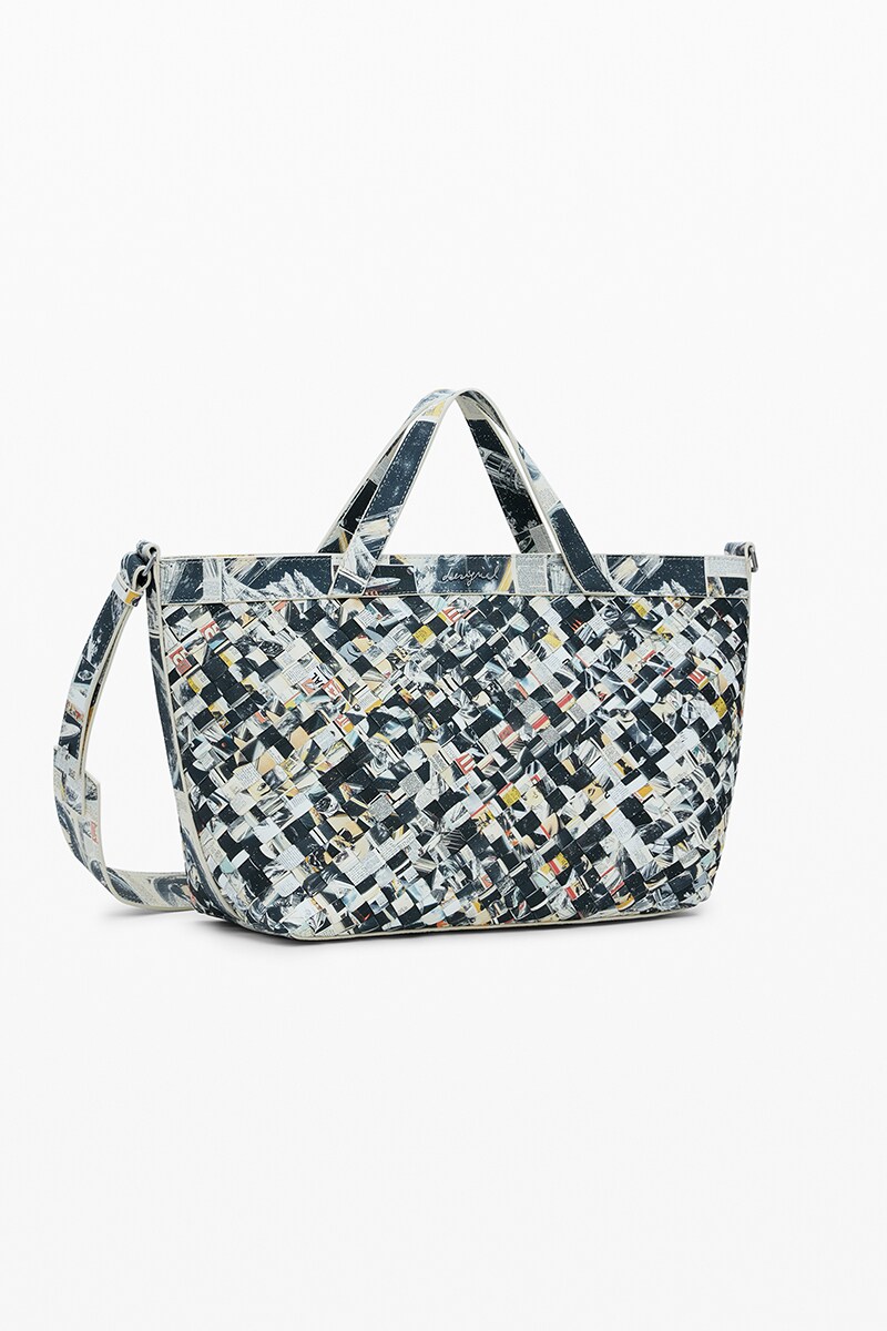 デシグアル（Desigual）/【大容量】ショルダーストラップ付き 編み込みミディアムショッパーバッグ 大容量】ショルダーストラップ付き 編み込みミディアムショッパー