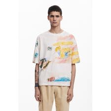 【4サイズ展開/S/XL】水彩画の半袖Tシャツ