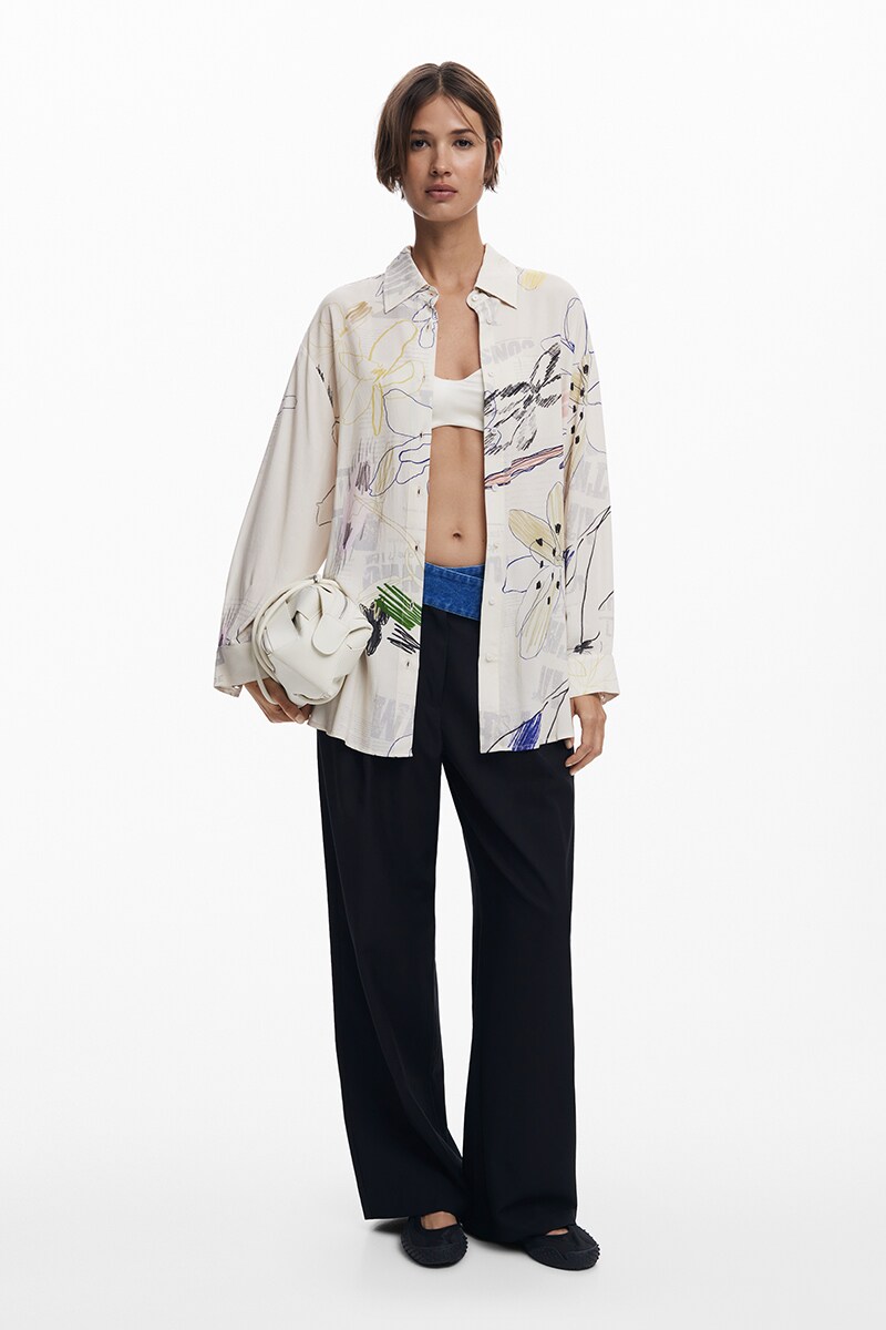 デシグアル　ブラウス Desigual ブラウス シャツ VOLANTESMANGA フローラルカスケード