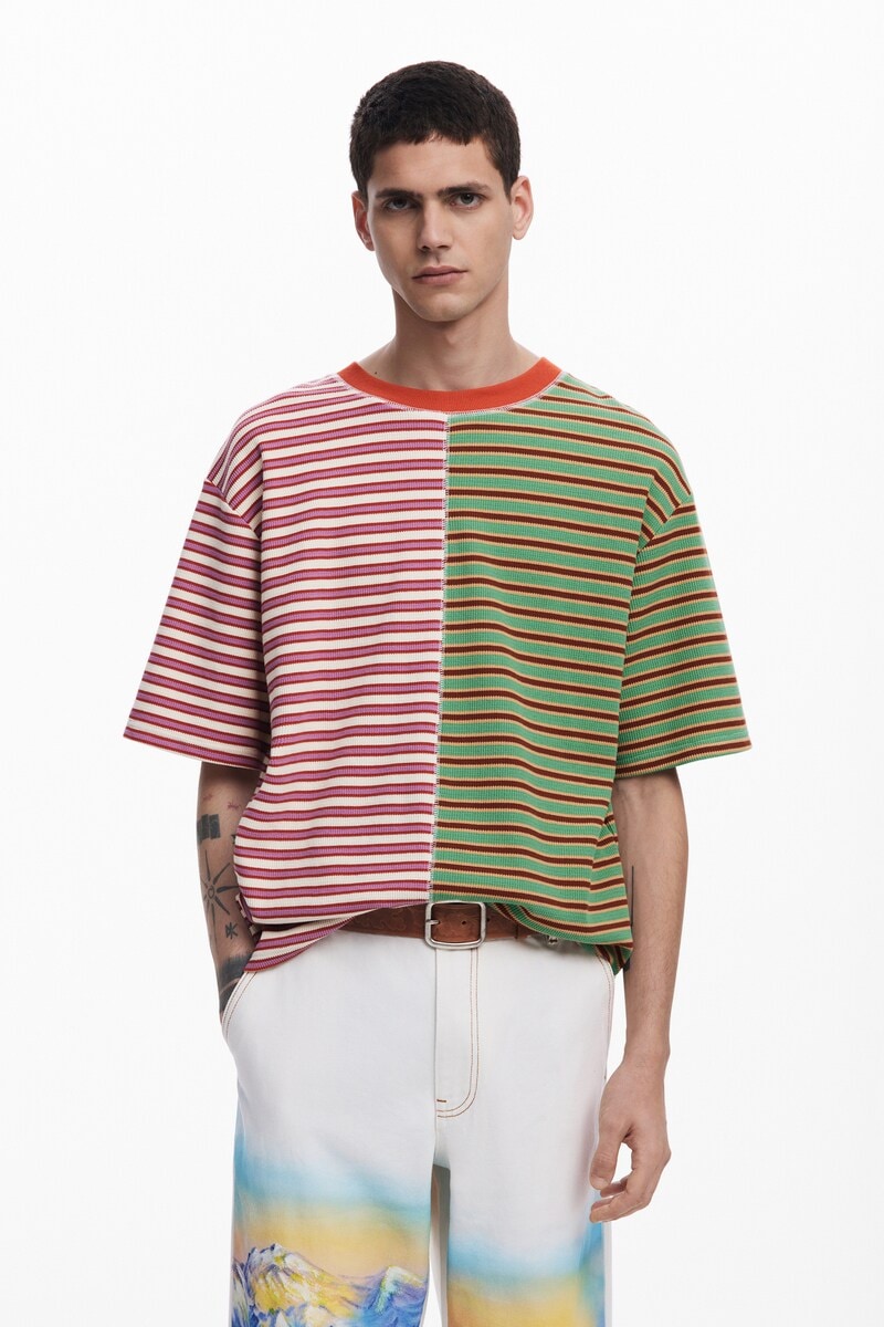 デシグアル（Desigual）/【4サイズ展開/S/XL】バイカラーボーダー半袖Tシャツ 4サイズ展開/S/XL】バイカラーボーダー半袖Tシャツ | デシグアル