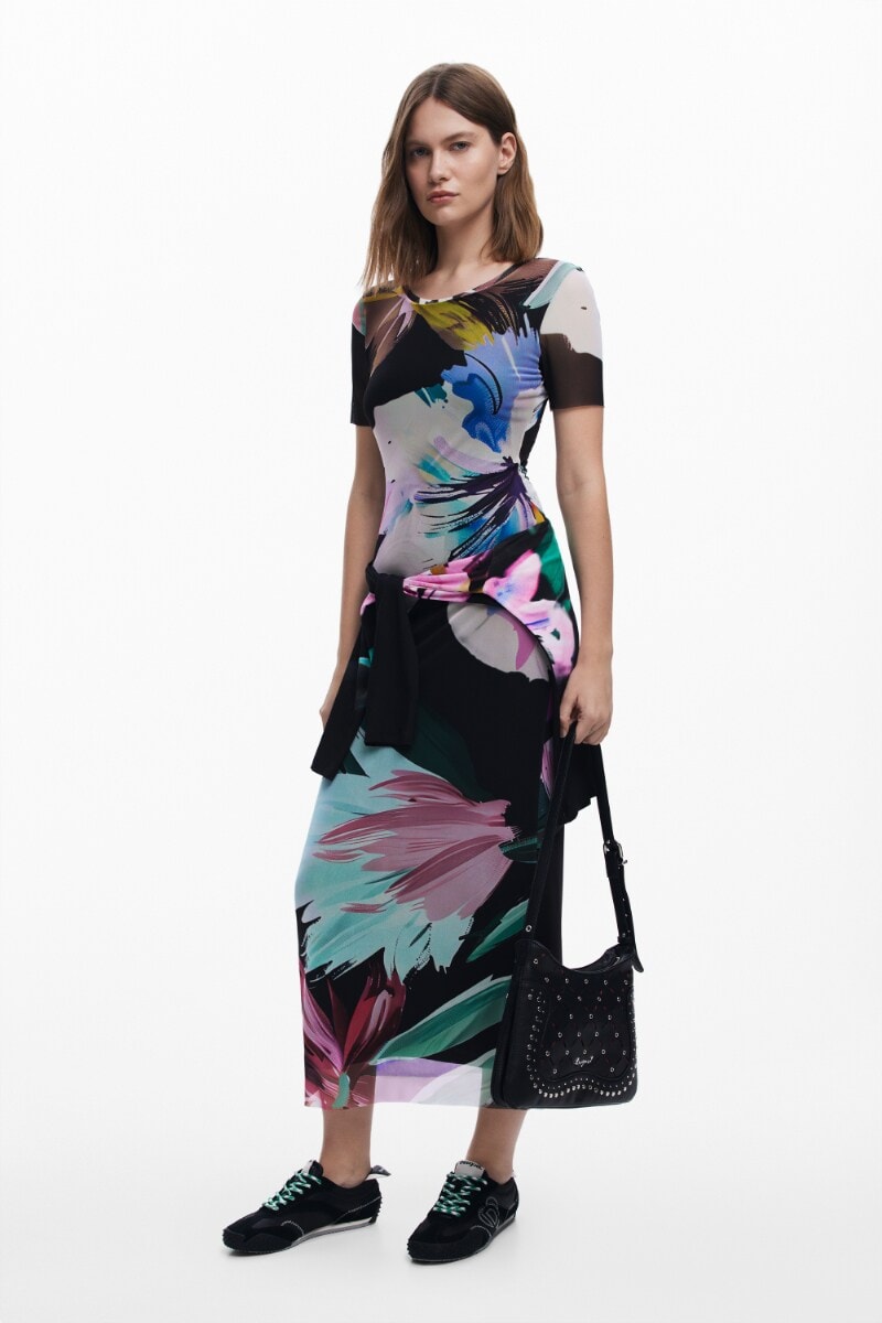 デシグアル（Desigual）/【5サイズ展開】水彩画フラワー柄フィットドレス 5サイズ展開】水彩画フラワー柄フィットドレス | デシグアル(Desigual