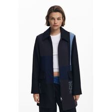 【5サイズ展開/XS/XL】パッチワークストレートコート