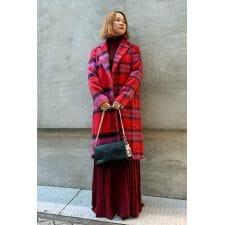 【羊毛混/5サイズ展開/XS/XL】タータンチェック柄チェスターコート