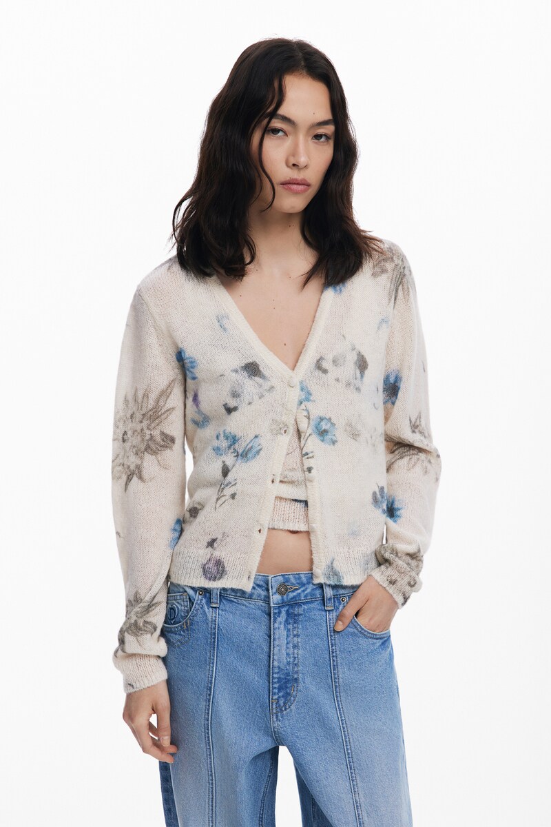 デシグアル（Desigual）/【5サイズ展開/XS/XL】2in1 カーディガン フラワー柄アンサンブル 5サイズ展開/XS/XL】2in1 カーディガン フラワー柄アンサンブル