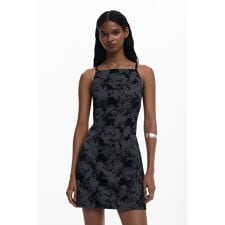 【5サイズ展開/XS/XL】フロック加工のショートドレス