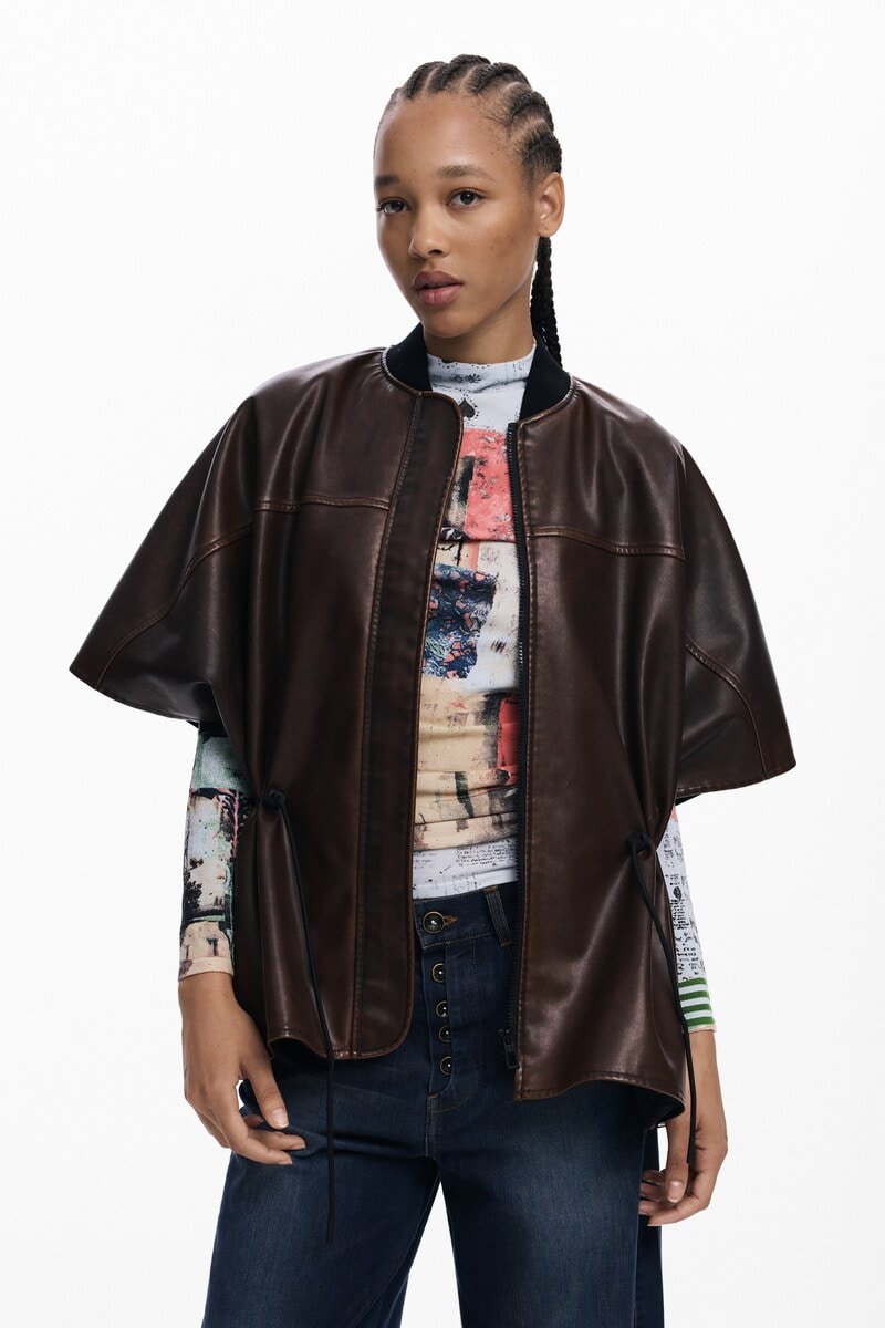 フェイクレザーのポンチョ | デシグアル(Desigual) | マルイウェブチャネル