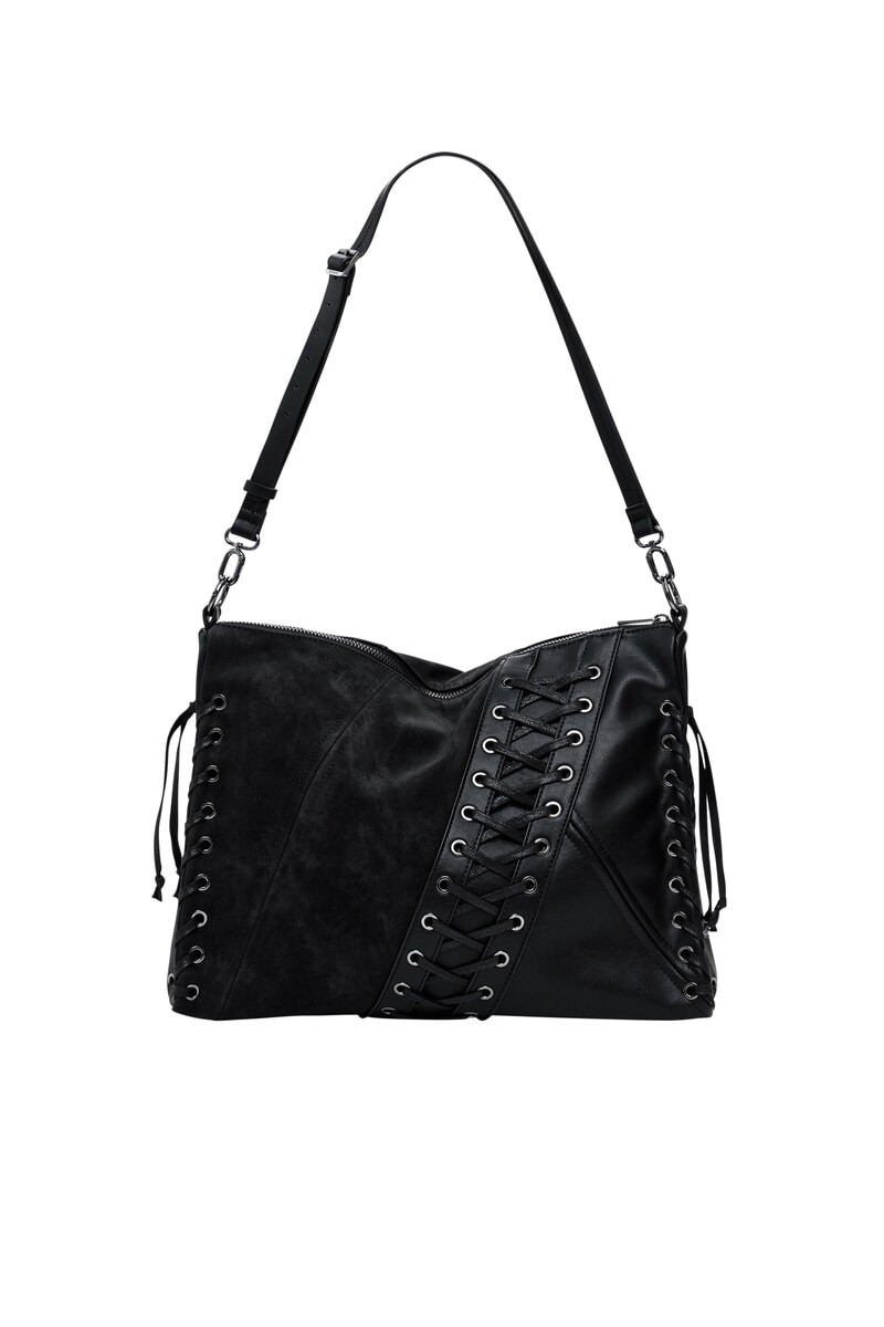 レースアップフェイクレザークロスストラップバッグ | デシグアル