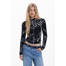 デシグアル(Desigual)の【5サイズ展開/XS/XL】フラワーベースシルエットロングTシャツ