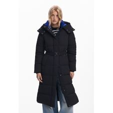 【5サイズ展開/XS/XL】ベルト付きロング中綿ジャケットコート