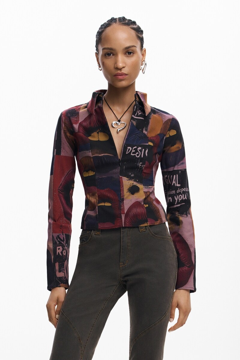 【NEW】デシグアル（Desigual）/【5サイズ展開】リップ柄ジップ長袖シャツ 2026SS 新作 5サイズ展開】リップ柄ジップ長袖シャツ 2026SS 新作 | デシグアル