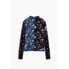 【5サイズ展開】フラワー柄のバイカラーハイネックカットソー 2026SS