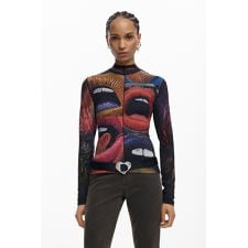 【5サイズ展開】リップ柄プリント 長袖ハイネックTシャツ 2026SS 新作