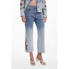 【6サイズ展開】フラワー刺繍入りデニムクロップドパンツ 2026SS 新作