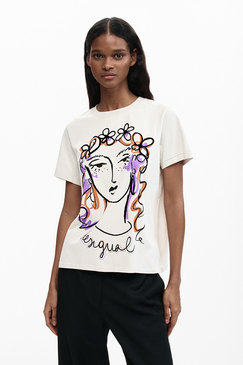 Desigual アートプリント 長袖 Tシャツ M 花柄プリントTシャツ
