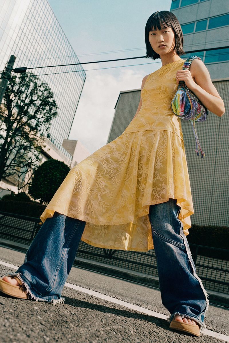 タグ付き Desigual イエローアシンメトリー キャミワンピース XS 5サイズ展開】アシンメトリーノースリーブドレス 2026SS 新作