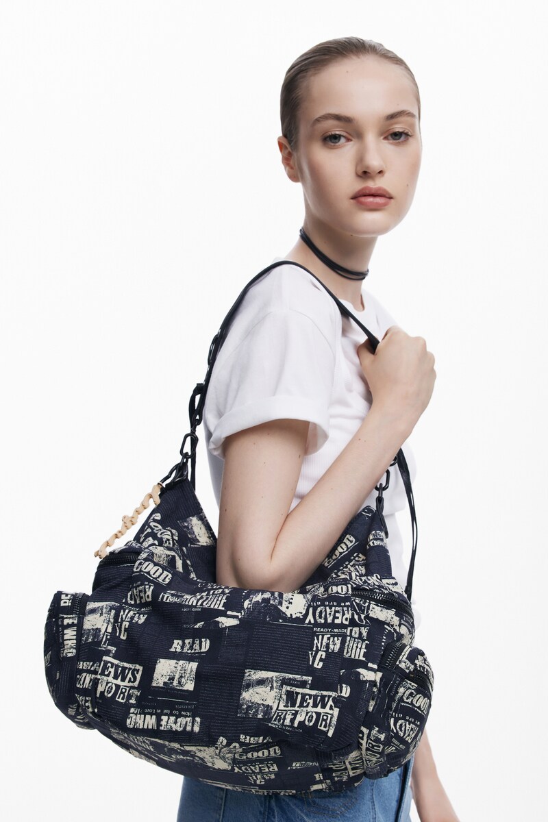 Newspaper柄 プリント ショルダーバッグ | デシグアル(Desigual