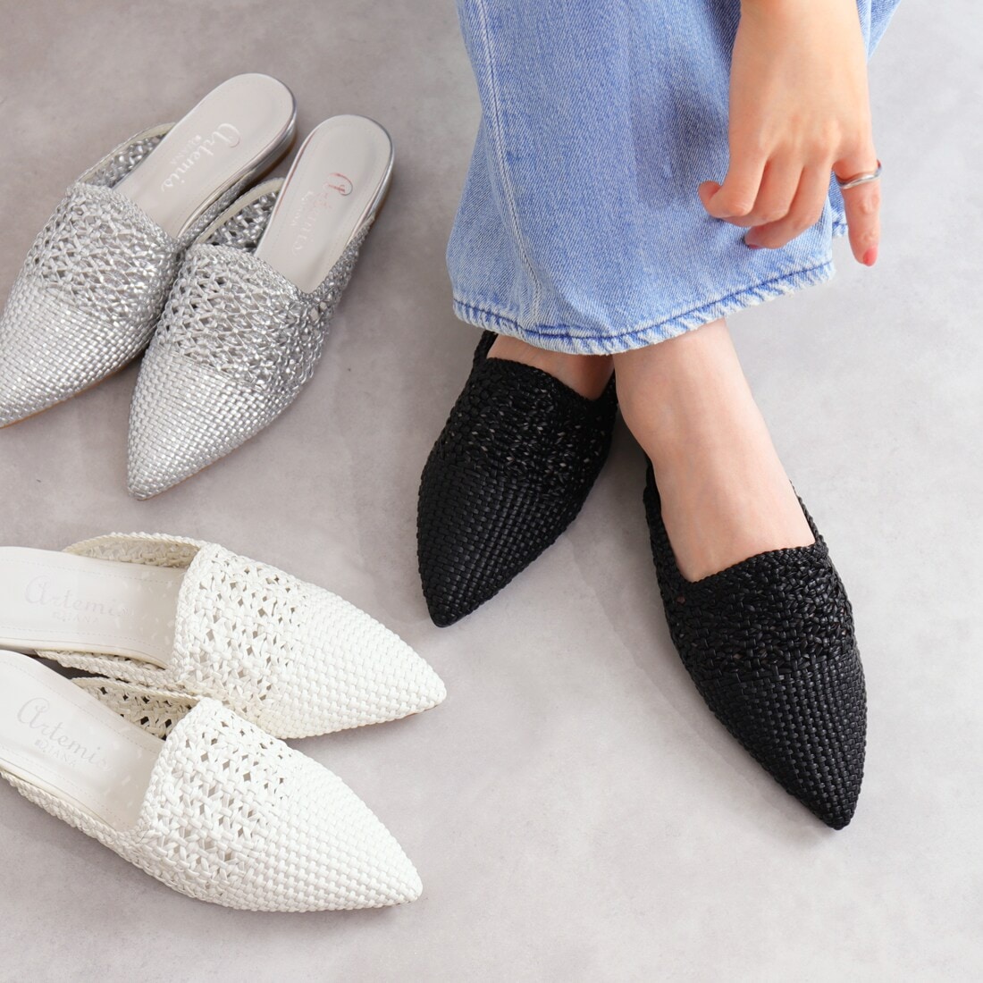 新品 定価14,300円 DIANA ダイアナ メッシュ ミュール サンダル M ダイアナ DIANA ミュールサンダル(黒メッシュ) （黒メッシュ