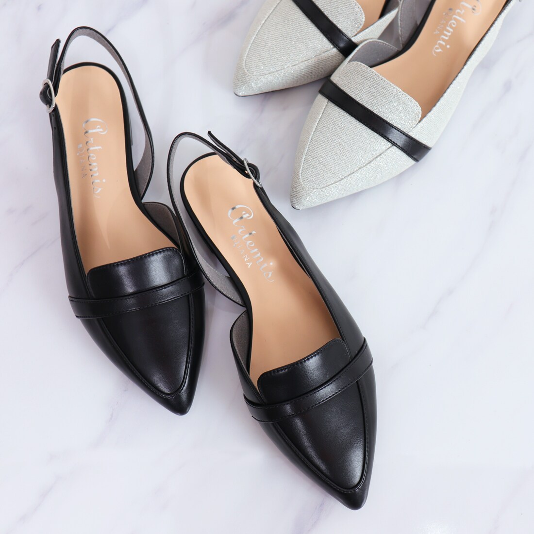 メッシュ ポインテッドトゥフラットシューズ | アルテミス by ダイアナ