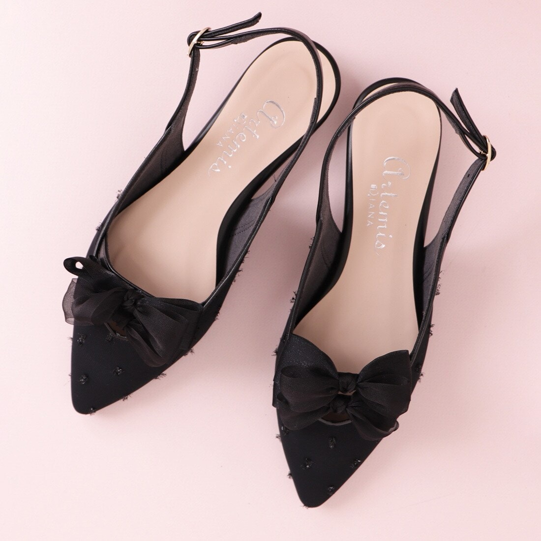 アルテミス by ダイアナ（artemis by DIANA）/ダブルリボン　シフォンジョーゼットバックストラップパンプス ダブルリボン シフォンジョーゼットバックストラップパンプス