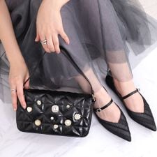 2WAY ショルダーベルト付属　キルティングビジューバッグ