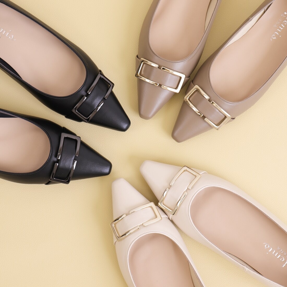 【NEW】アルテミス by ダイアナ（artemis by DIANA）/【26春夏新作】スクエアバックル　フラットシューズ 26春夏新作】スクエアバックル フラットシューズ | アルテミス by