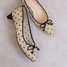 【26春夏新作】リボンモチーフ　ドットチュールパンプス