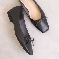 【片足140g】超軽量スクエアトゥ　リボンフラットシューズ