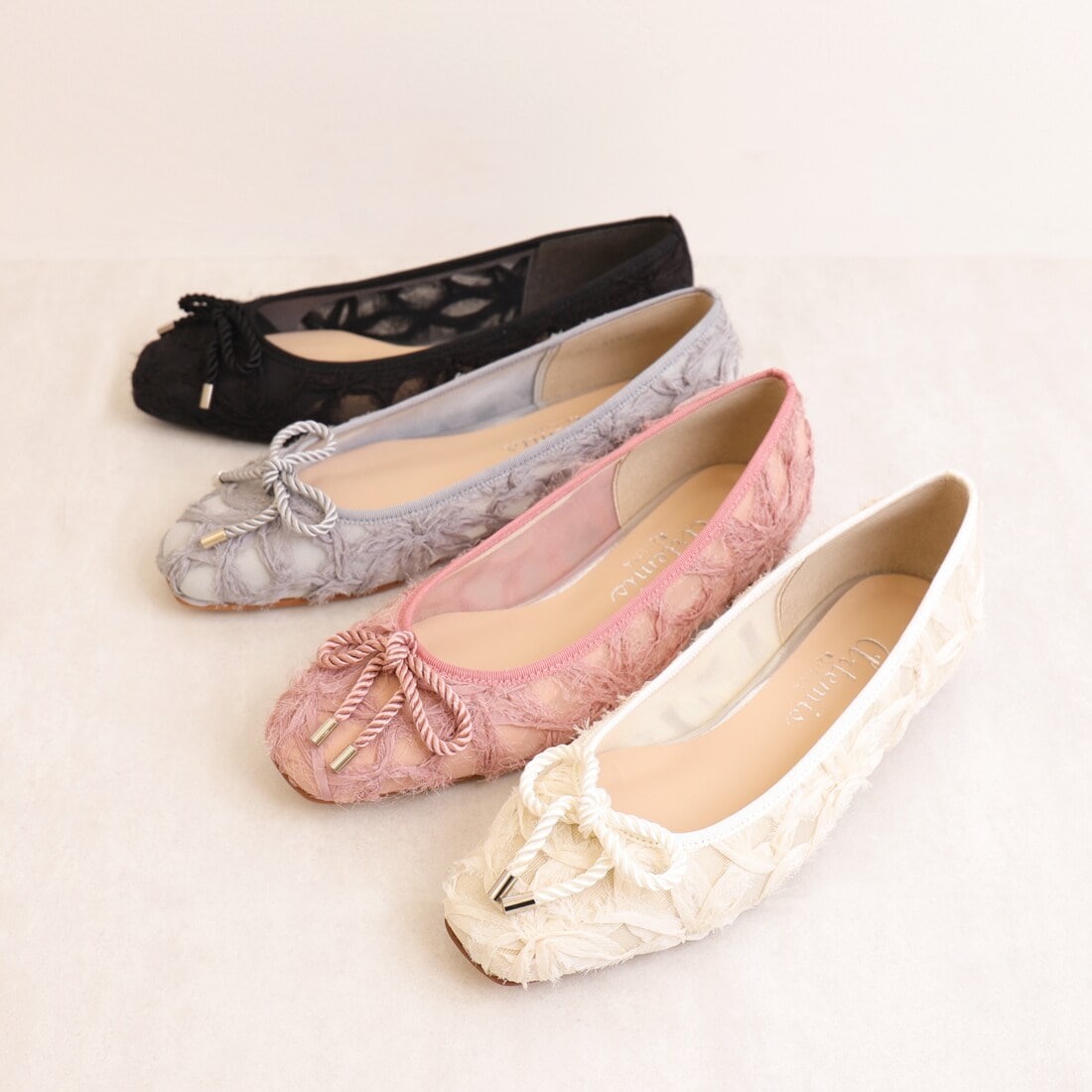 【片足120g】軽量　リボンモチーフ シアージョーゼットバレエシューズ