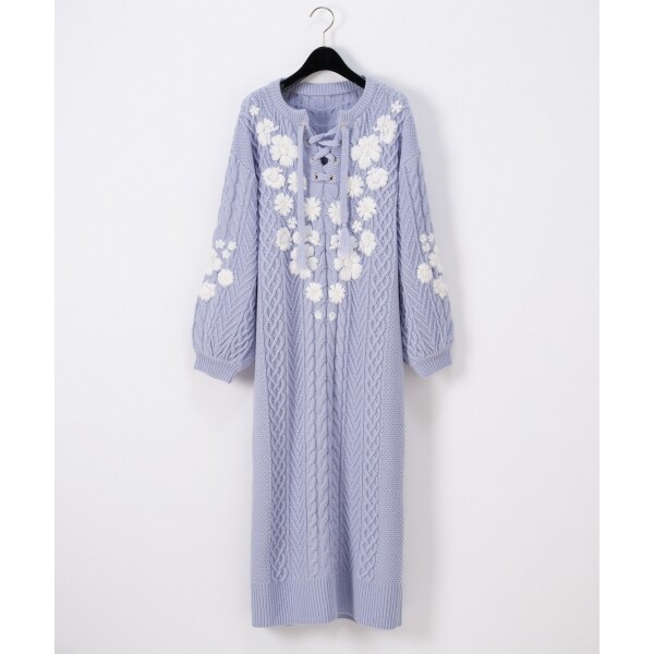 刺繍ケーブルニットワンピース | グレースコンチネンタル(GRACE
