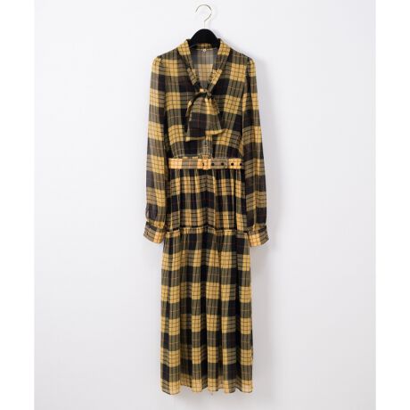 ボウタイ付チェックプリントワンピース | グレースコンチネンタル  