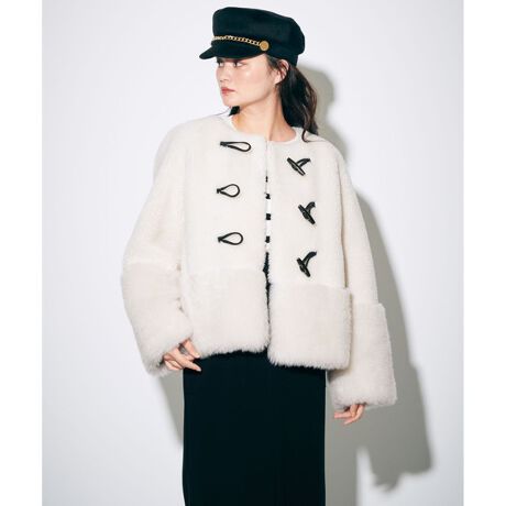 グレースクラス ツイードミリタリーコート ノーカラー ミドル丈 36 S  