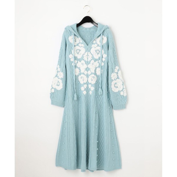 フラワー刺繍フレアニットワンピース | グレースコンチネンタル(GRACE