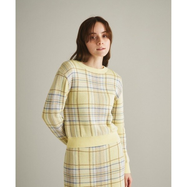 GRACE CONTINENTAL / グレースコンチネンタル チェックショートニットトップ チェックショートニットトップ / GRACE CONTINENTAL | GRACE
