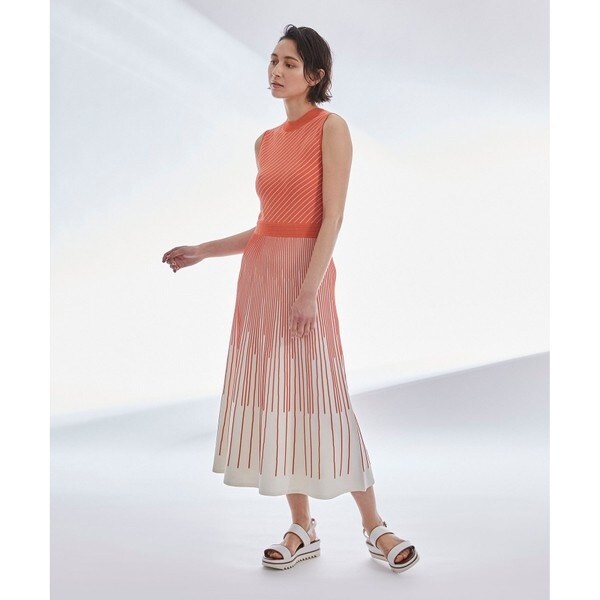 グレースコンチネンタル バイカラーラインニットワンピース サイドカラーラインニットワンピ バイカラーラインニットワンピース